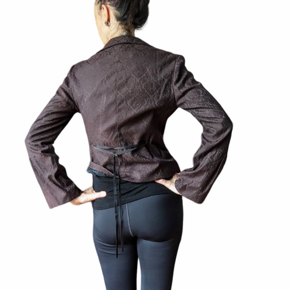 Tristan & Iseut vintage brown brocade jacket with bell sleeves - Picture 5 of 14